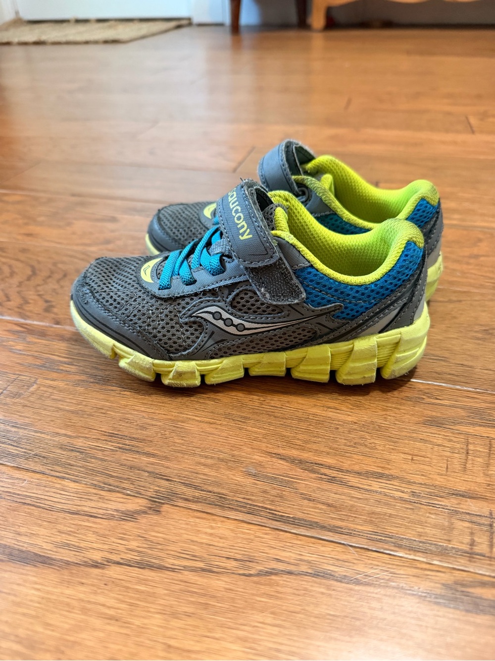 Saucony Kids Gray and Neon Green Athletic Sneakers